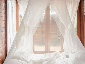 High angle view of bed at home