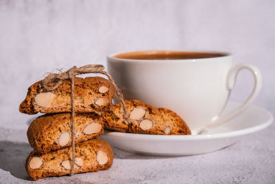 Close-up of coffee cup on table