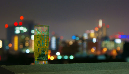 Close-up of illuminated city at night