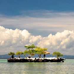 Scenic view of sea against cloudy sky