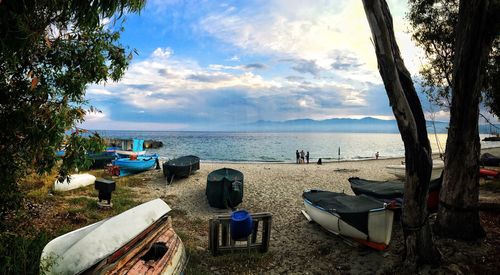 Scenic view of sea against cloudy sky