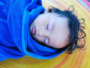 Portrait of cute baby girl sleeping