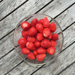 High angle view of strawberries