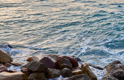 High angle view of sea waves