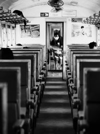 Row of people in building