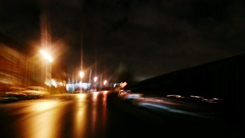 Blurred motion of road at night