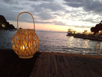 Scenic view of sea against sky at sunset