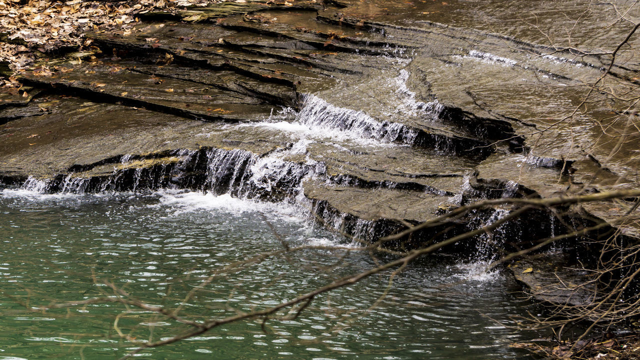 WATER FLOWING THROUGH ROCKS