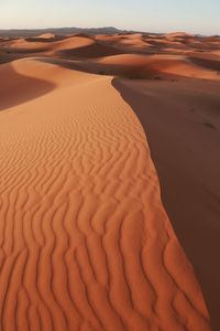 Scenic view of sand dune in desert against sky