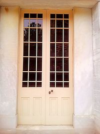 View of building through window