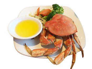 High angle view of fruit salad in plate