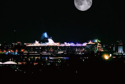 View of illuminated cityscape at night