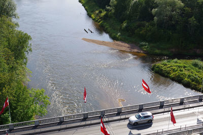 High angle view of bridge over river