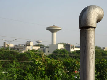 Close-up of built structure against clear sky