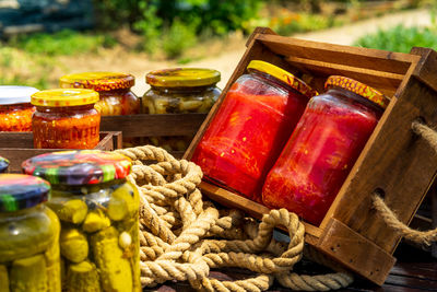 Close-up of food on table
