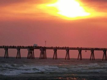 Scenic view of sea at sunset