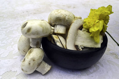 Close-up of mushrooms on table