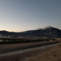 Scenic view of mountains against clear sky