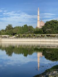 Reflection of building in lake