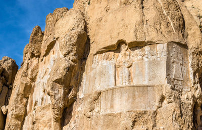 Low angle view of rock formation