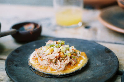 Close-up of food on table