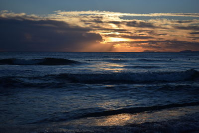 Scenic view of sea during sunset