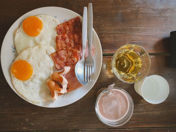 High angle view of food on table