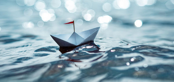 Close-up of paper floating on water