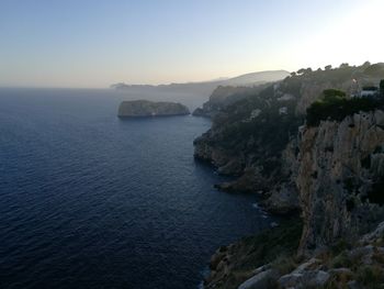 Scenic view of sea against clear sky