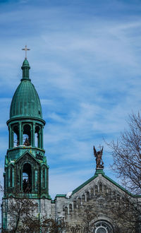 Low angle view of statue of church