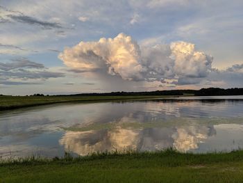 Scenic view of lake against sky