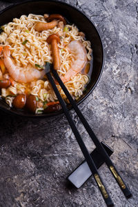 High angle view of food in bowl