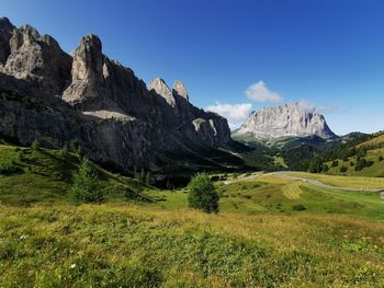 Scenic view of rocky mountains against sky