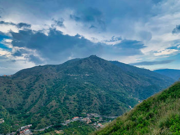 Scenic view of mountains against sky