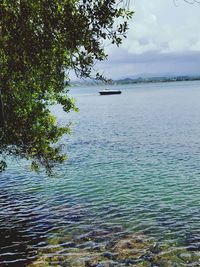 Scenic view of sea against cloudy sky