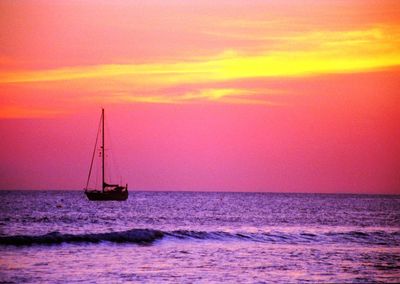 Scenic view of sea at sunset