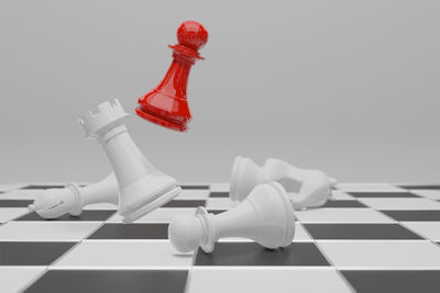 Close-up of chess against white background