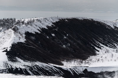 Scenic view of sea and mountains against sky