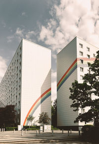 Low angle view of modern buildings against sky