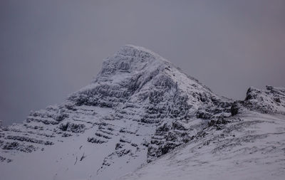 Scenic view of snow covered mountain against sky