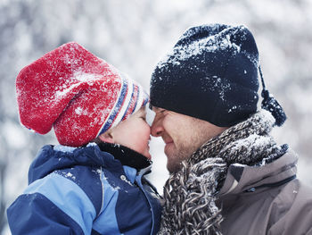 Father and son togetherness at winter