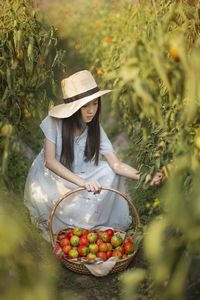 Young woman in traditional clothing outdoors