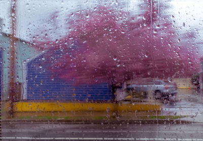 Close-up of water drops on glass