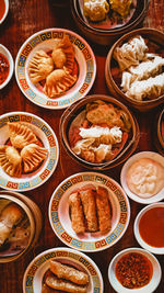 High angle view of food on table