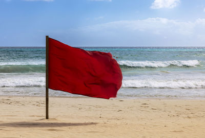 Red flag day, maxwell beach, barbados.