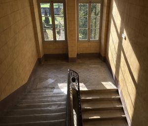 High angle view of staircase in building