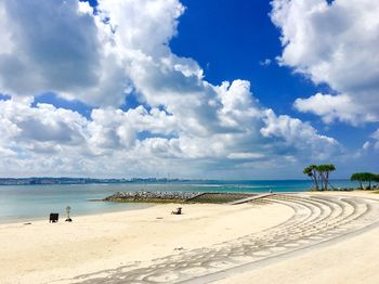 Scenic view of beach against sky