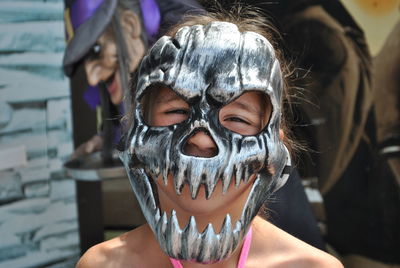 Close-up of baby girl outdoors