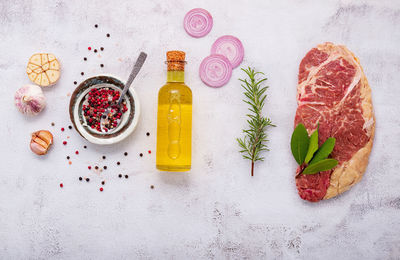 High angle view of food on white background