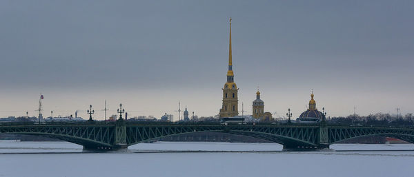 Peter and paul cathedral with neva river in foreground
